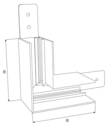 MAXLIGHT MT0020. Kątownik 90°. głęboki. Montaż na sufit lub ścianę. Do szyn MT0018, MT0019