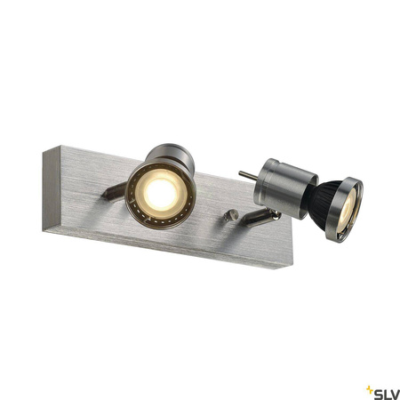 ASTO 2, lampa ścienna i sufitowa, dwupunktowa, QPAR51, szczotkowane aluminium, maks. 150 W (147442) - SLV