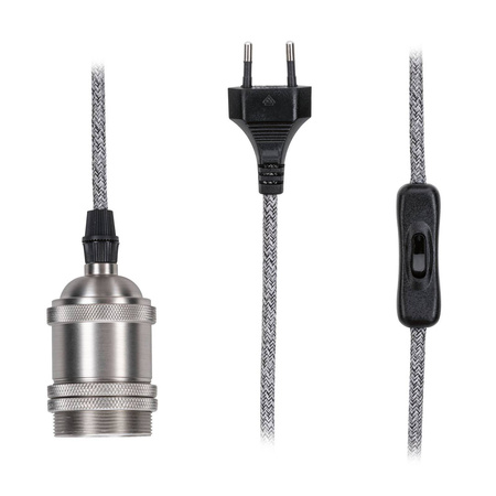 Neordic Eldar lampa industrialna wisząca z włącznikiem max 1x20W E27 Szara/Oksydowany metal 230V (PL79771) - PAULMANN