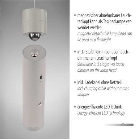 ATTACH LAMPA WISZĄCA SZARY (18281-40) - Paul Neuhaus