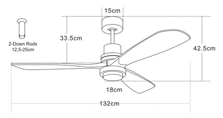 PENDANT FAN BLACK NATURAL WOOD LED 15W (19141 Zambelis) - Zambelis