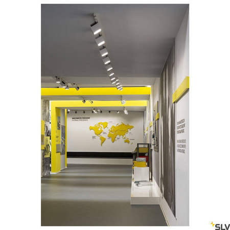 EURO CUBE, spot do szyny wysokonapięciowej 3-fazowej, LED, 4000K, kolor biały, 60°, z adapterem 3-fazowym (152781) - SLV