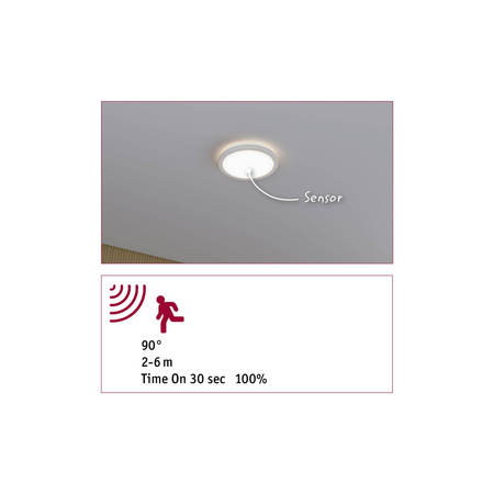Plafoniera ATRIA SHINE LED Backlight z czujnikiem 11W okrągła 190mm 850lm 4000K IP44 230V biały / tworzywo sztuczne (PL71183) - PAULMANN