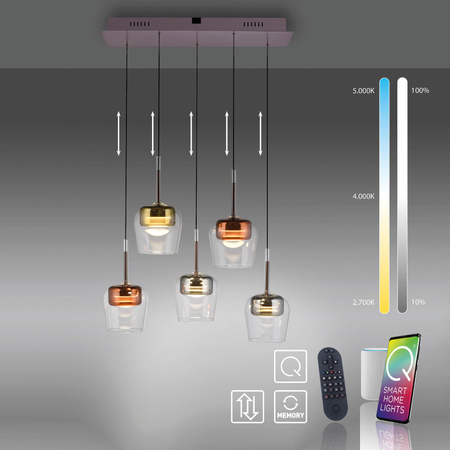 Lampa na pilota i aplikację, z płynną regulacją wysokości Q-KON MULTIKOLOR (2743-70) - Paul Neuhaus