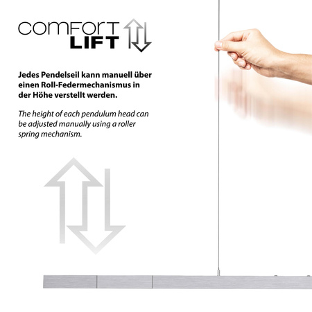 Rozsuwana i regulowana lampa wisząca ADRIANA COMFORT LIFT SREBRNY (2598-95) - Paul Neuhaus