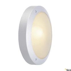 BULAN, lampa ścienna i sufitowa outdoor, C35, IP44, okrągła, srebrnoszara, szkło satynowane, maks. 60W (229072) - SLV
