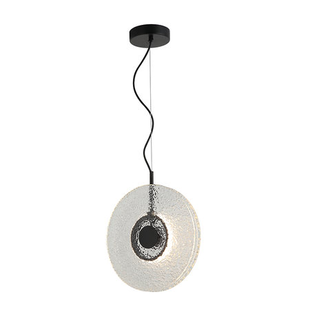 PENDANT LED LIGHT 11W 3000K METAL-GLASS, BLACK-CLEAR GLASS (23075 Zambelis) - Zambelis