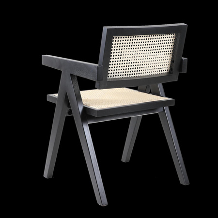 Krzesło BOHO drewniane w kolorze czarnym z podłokietnikami (MH-011CH-BN) - Moos Home