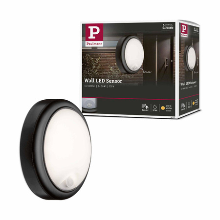 Oprawa elewacyjna IKOSEA LED 4.4W 350lm czujnik ruchu 3000K 230V antracyt / tworzywo sztuczne (PL94187) - PAULMANN