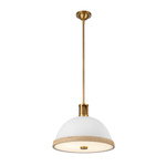 Pojedyncza lampa nad stół Doral Matowa biel, vintage mosiądz (QN-DORAL-P-M-WHT) - Quintiesse