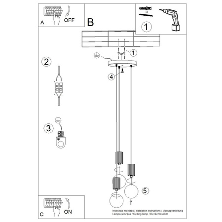 Lampa wisząca HALO 3P ultramaryna (SL.1740) - Sollux Lighting