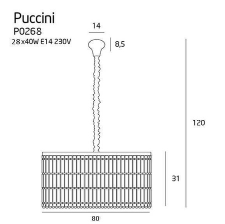 PUCCINI lampa wisząca chromowa ( P0268 ) - Maxlight