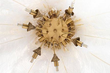 Lampa wisząca TIFFANY 135 biała mosiądz / naturalne pióra (JD0019.WHITE) - King Home