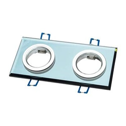 Oczko sufitowe szklane KWADRATOWE 2xGU10 Kolor: SREBNY (EKOS919) - Eko-Light