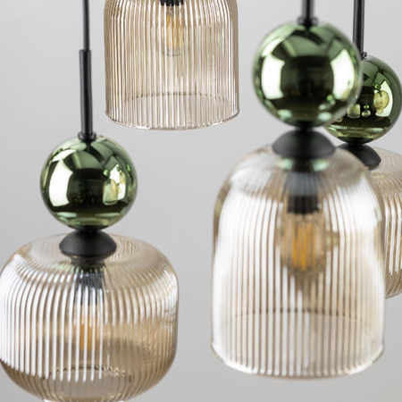 SOPHIA GREEN COGNAC LAMPA WISZĄCA 8XE14 (11151) - TK Lighting