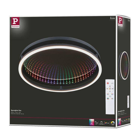 Plafoniera SPACEGLOW ONE LED 3D DIM RGB rainbow 38W 3900lm 3000-6500K pilot  230V czarny matowy / metal (PL71056) - PAULMANN