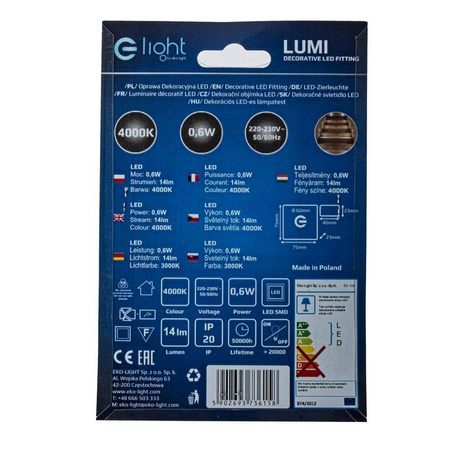 LUMI Barwa Neutralna 4000K (EKS6158) - Eko-Light