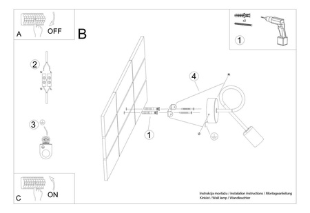 Kinkiet SUPEŁ czarny (SL.1433) - Sollux Lighting