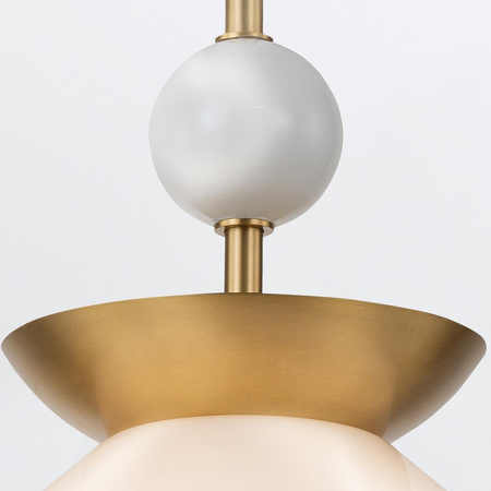 Średnia lampa wisząca Saucer - 1 źródło światła - Postarzany mosiądz (QN-SAUCER-1P-M-AB-OPAL) - Quintiesse