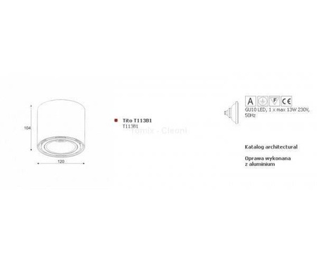 Plafon TITO kol. SREBRNY MAT ( T113B1101) Cleoni