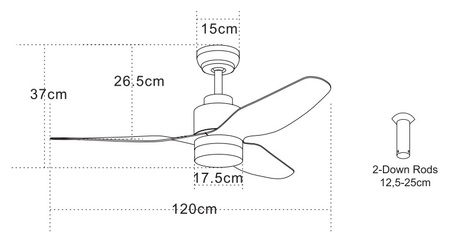 PENDANT FAN CHROME MAT MAPLE WOOD 18W LED (19131 Zambelis) - Zambelis