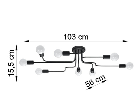 Żyrandol VECTOR 8 czarny (SL.1448) - Sollux Lighting