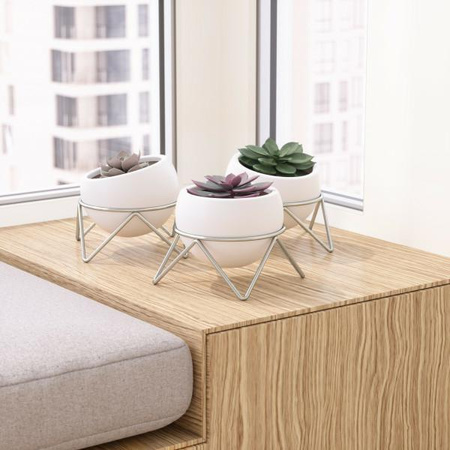 UMBRA doniczki POTSY - biały, srebrny (1013191-670) - Umbra