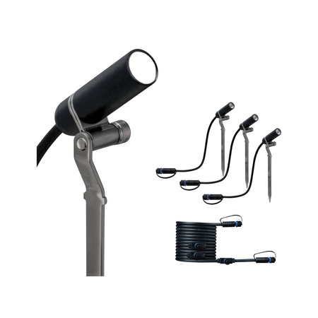 Reflektor ogrodowy Plug & Shine PLANTINI zestaw 3x2W 3000K IP65 24V zestaw do rozbudowy antracyt / aluminium (PL94156) - PAULMANN