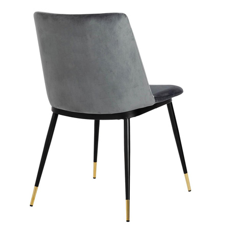 Krzesło DIEGO ciemny szary - welur, podstawa czarno złota (KH1201100122.DKGREY) - King Home