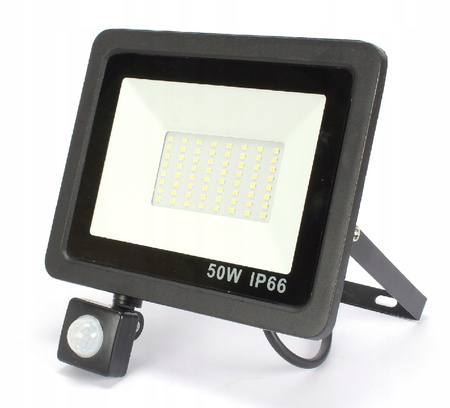 Naświetlacz LED 50W z czujnikiem ruchu barwa biała zimna - Syntron