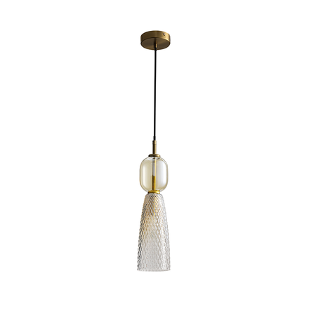 PENDANT LIGHT E14 MAX 40W METAL-GLASS ANTIQUE BRASS (23008 Zambelis) - Zambelis