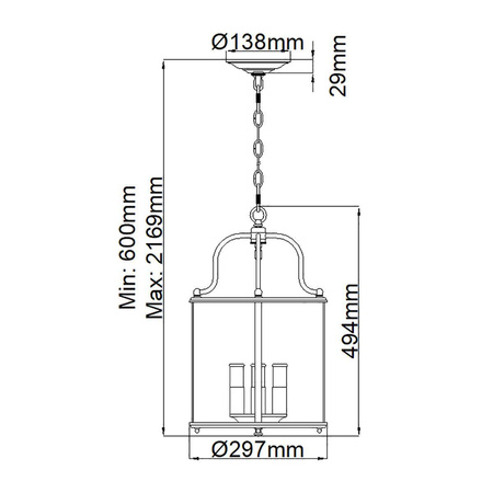 Lampa wisząca  Gentry (HK-GENTRY-P-M-PB) - Elstead Lighting