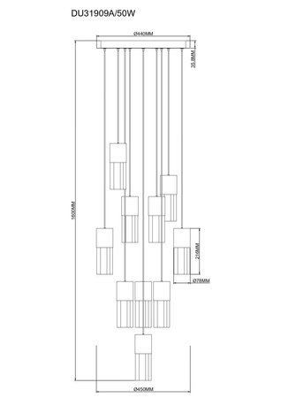 IGGLY LAMPA WISZĄCA CZARNY MAT+ZŁOTY/MATT BLACK+GOLD (DU31909A/50W) - Zuma Line