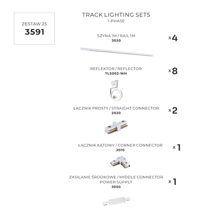 ZESTAW 25 SZYNOPRZEWODY WHITE JEDNOOBWODOWY (3591) - Zuma Line