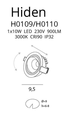 Oprawa halogenowa HIDEN CZARNA (H0110) - MAXlight