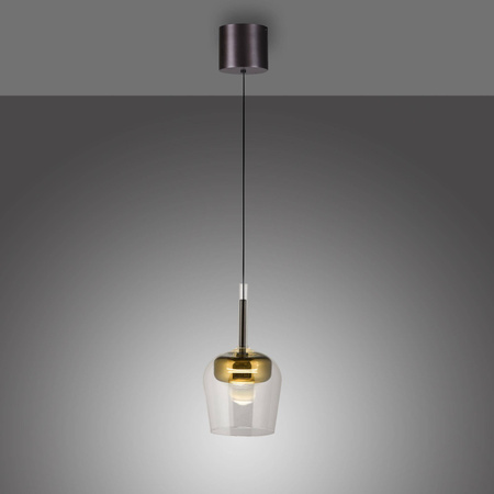 Lampa wisząca na pilota i aplikację, z płynną regulacją wysokości Q-KON ZŁOTY (2741-12) - Paul Neuhaus