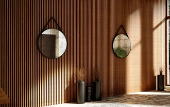 Lustro okrągłe ANDREA w ramie na skórzanym pasku - MCJ