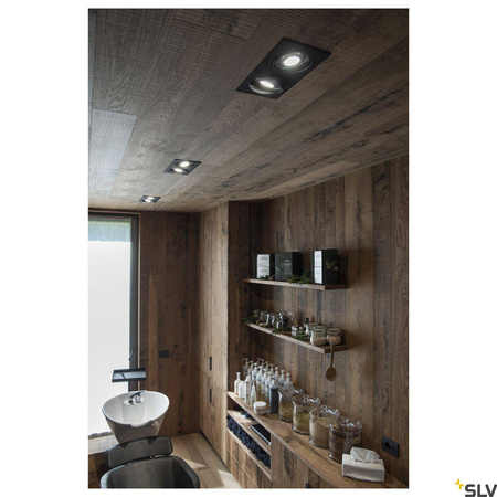 NEW TRIA 2, lampa wpuszczana, dwupunktowa, QPAR111, prostokątna, kolor czarny matowy, maks. 150W, ze sprężynami zaciskowymi (113840) - SLV