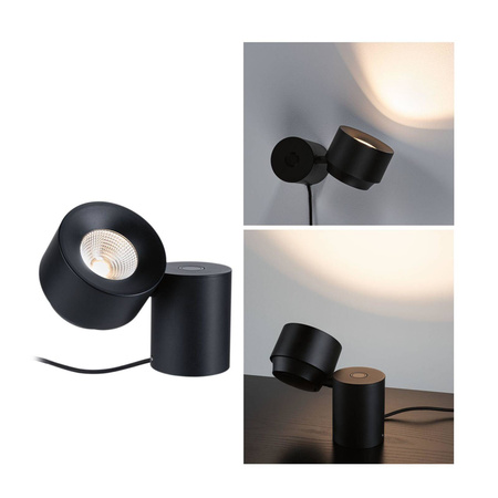 Kinkiet LED Puric 3W 3-st ściemnialna  czarny 230V metal/tw. sztuczne (PL79776) - PAULMANN