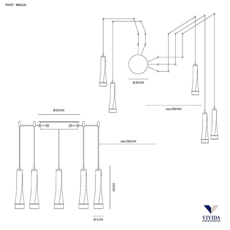 Lampa Wisząca TWIST (0052.31.BI) - Vivida