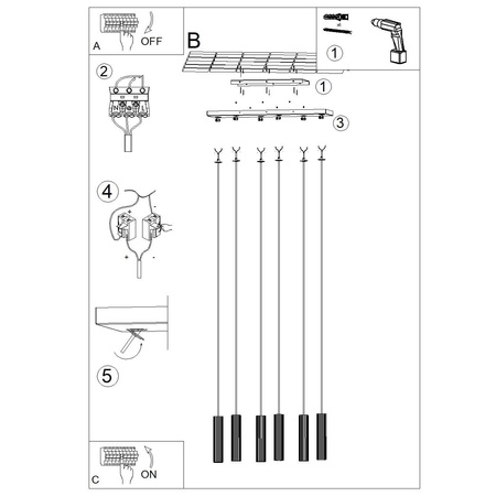 Lampa wisząca ze ściemniaczem Push Dimm/DALI2 IVAR 6L brzoskwiniowa LED 4000K (TH.653) - Thoro Lighting