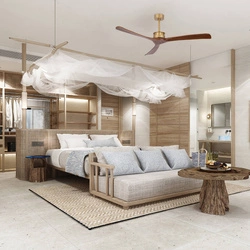 Złoty wentylator sufitowy z solidnym orzechowym wykończeniem (23002 Zambelis)