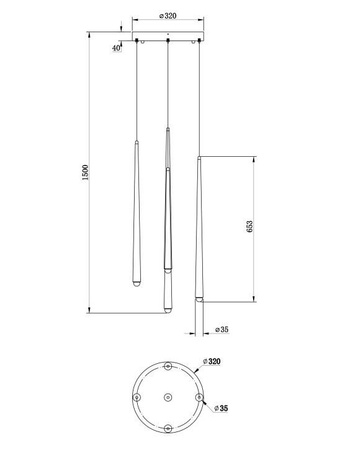 Lampa wisząca Cascade 5 czarna (MOD132PL-L28BK2) - Maytoni