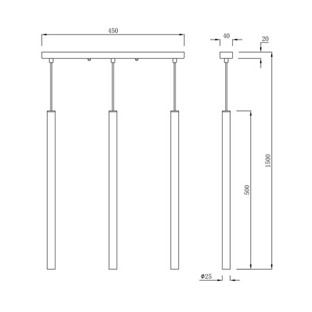 Lampa wisząca LUNGO 3 linia złota (LP-894/3L GD) - Light Prestige