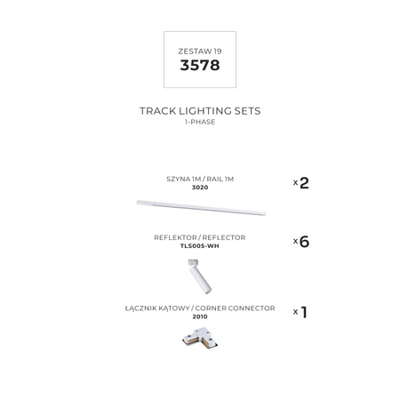 ZESTAW 19 SZYNOPRZEWODY WHITE JEDNOOBWODOWY (3578) - Zuma Line