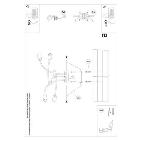 Żyrandol LEVAR 4 czarny (SL.1455) - Sollux Lighting