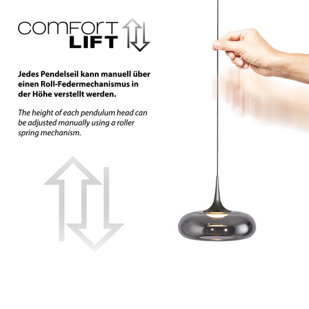 Kaskadowa lampa z płynną regulacją wysokości POSH SZARA (15694-15) - Paul Neuhaus