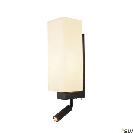 QUADRASS SPOT, lampa ścienna natynkowa LED indoor ze spotem LED i oprawą żarówki E27, kolor czarny (1003428) - SLV