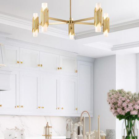 Żyrandol Marvele - 10 źródeł światła - Postarzany mosiądz (MARVELE10-AB-OPAL) - Elstead Lighting
