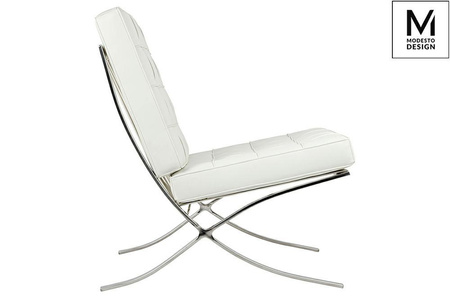 MODESTO fotel BARCELON biały - ekoskóra,  stal polerowana (KH1501100290) - Modesto Design
